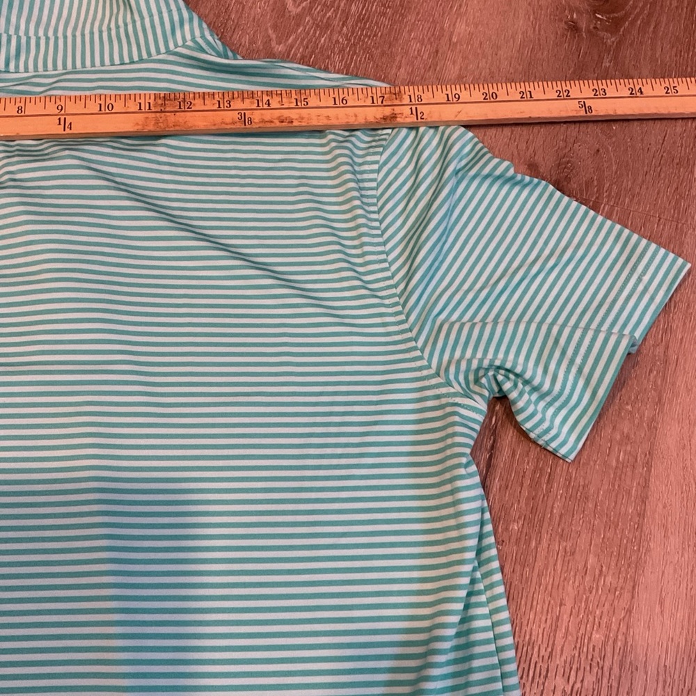 Croft & Barrow Performance Aqua Striped Short Sleeve Polo Shirt - Men’s Size Med - Picture 7 of 11